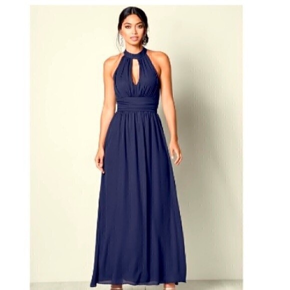 Venus Maxi Blue Navy Y89543-2-MTBL	KEY HOLE DETAIL DRESS - Dress size 2 - Picture 2 of 13